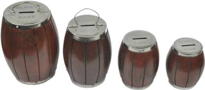 Artist Haat Steel Dholak Money ( Set Of 4 ) Coin Bank