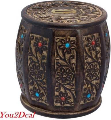 You2Deal Wooden Handicraft Antique Style Money Bank Gift Item Coin Bank