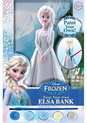 Disney Frozen Paint Your Own Elsa Coin Bank with Paints and Paintbrush Coin Bank