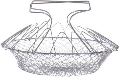 Krishna Devi Traders LLP Foldable Fry Steam Rinse Strain magic basket Collapsible Deep Frying Basket