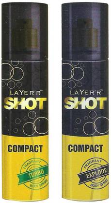 LAYER'R Shot Compact Explode And Turbo Body Spray (Pack Of 2) Combo Set