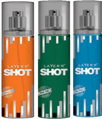 LAYER'R Shot (Set Of 3)Royal,Blaze,Smokin Deodorants Combo Pack For Men Combo Set