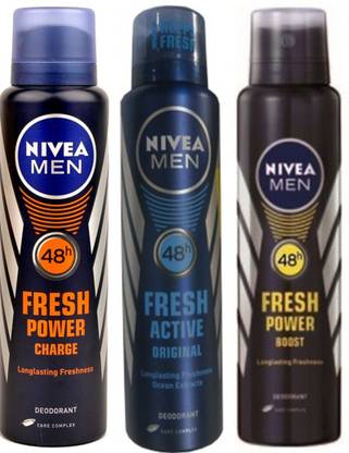 NIVEA Fresh Original,Fresh Power Charge,Boost (Set Of 3) Deo For Men Combo Set