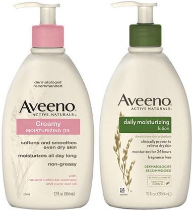 Aveeno Creamy Moisturizing Oil and Daily Moisturizing Lotion
