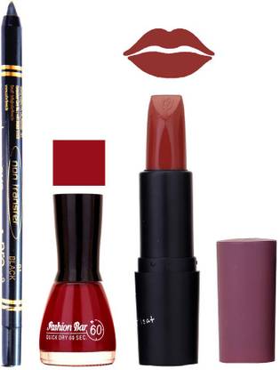 Fashion Bar Nail Polish , OTG Lipstick , Black Kajal Combo 57