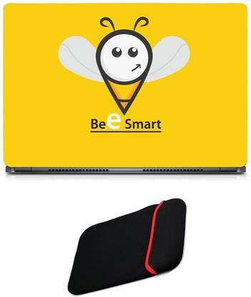 Skin Yard Anime Bee Smart Sparkle Laptop Skin/Decal with Reversible Laptop Sleeve - 15.6 Inch Combo Set