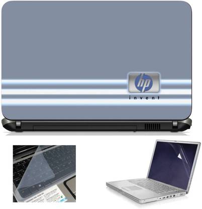 Geek HP Invent Grey with White Lines 3in1 Laptop Skins with Laptop Screen Guard and Key Protector HQ1082 15.6 Inch Combo Set