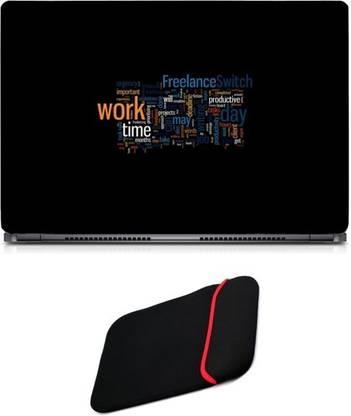 Skin Yard Freelance Switch Work Time Sparkle Laptop Skin/Decal with Reversible Laptop Sleeve - 14.1 Inch Combo Set