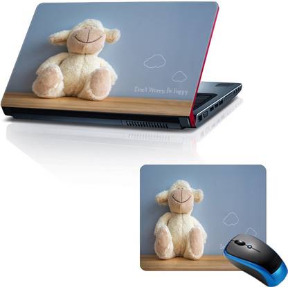 Shopkeeda Be Happy 15.6 inches of Laptop skin and Mouse Pad By Combo Set