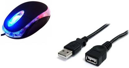 Verity USB Optical Mouse with 3 Meter USB Extention Cable Combo Set