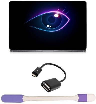 Skin Yard Digital Eye Glow Sparkle Laptop Skin with USB LED Light & OTG Cable - 15.6 Inch Combo Set