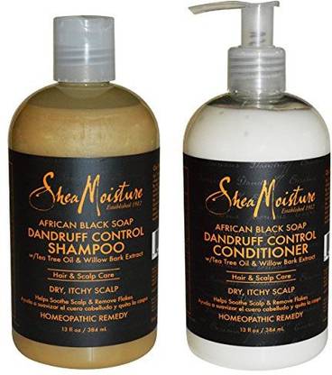 Shea Moisture African Black Soap Dandruff Control Shampoo & Conditioner Set Of 2 For Dry, Itchy Scalp