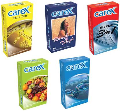 CAREX Powershot, Rough & Tough, 3in1, Assorted Flavours and Super Thin Condom