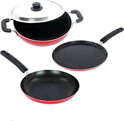 Om Ganga Non-Stick Induction Bottom Non-Stick Coated Cookware Set