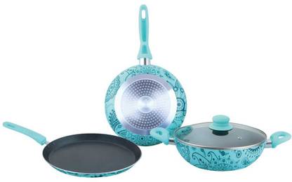 WONDERCHEF Oscar Blue Doppio Induction Bottom Non-Stick Coated Cookware Set