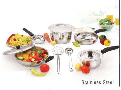 MAHAVIR Induction & Lpg Compatible Induction Bottom Cookware Set