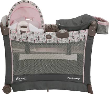 GRACO Pack 'n Play Playard with Cuddle Cove Premiere Rocking Seat - Minnie's Garden Cot