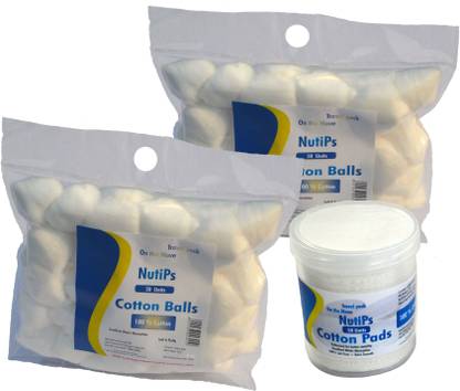 Nutips 2 Packs of Cotton Balls 50U + 1 Pack of Cotton Pads 50U (Pack of 3)