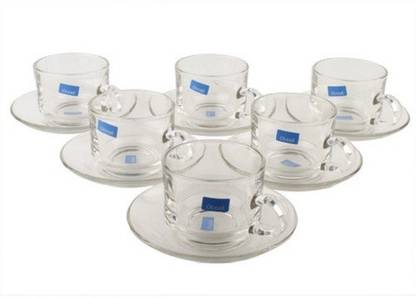 Ocean Pack of 12 Glass Stack Cup and Saucer Set of