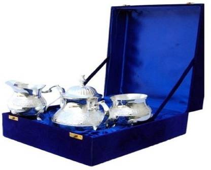 vedika overseas Pack of 4 Brass German Silver Tea Set