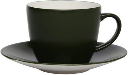 Ivy Pack of 2 Bone China Ivy Emerald Solid Cup & Saucer By Home Stop