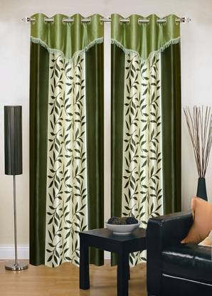 Ville Style 275 cm (9 ft) Polyester Semi Transparent Long Door Curtain (Pack Of 2)