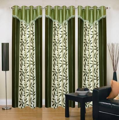 Ville Style 214 cm (7 ft) Door Polyester Room Darkening Curtain (Pack Of 3)