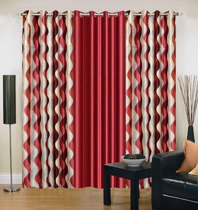 Ville Style 275 cm (9 ft) Polyester Room Darkening Long Door Curtain (Pack Of 3)