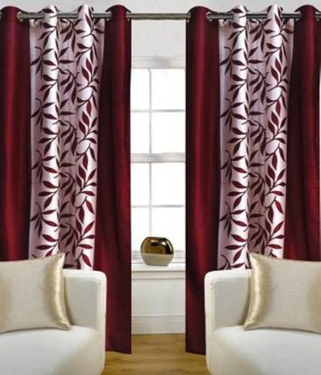 Red Hot 210 cm (7 ft) Polyester Semi Transparent Door Curtain (Pack Of 2)