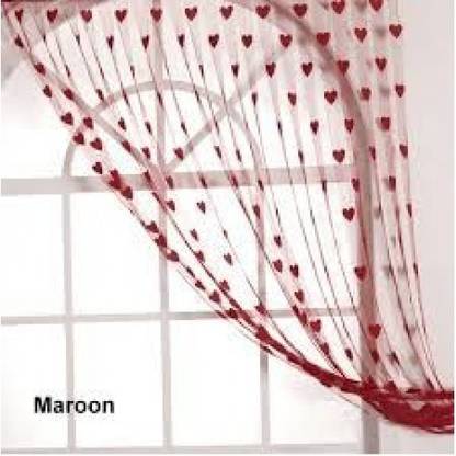 HomeZaara 213.36 cm (7 ft) Polyester Semi Transparent Door Curtain (Pack Of 2)
