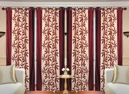 Handloom Hut 274 cm (9 ft) Long Door Polyester Room Darkening Curtain (Pack Of 4)