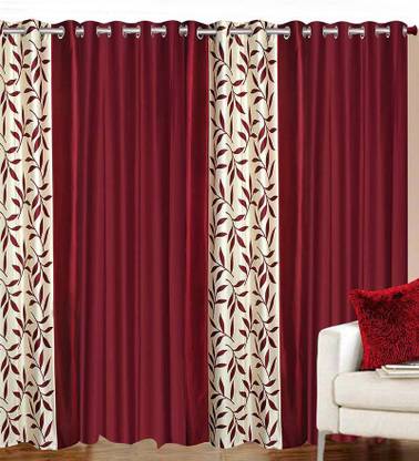 STAMEN 275 cm (9 ft) Long Door Polyester Curtain (Pack Of 4)
