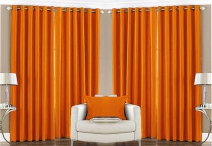 Red Hot 214 cm (7 ft) Polyester Semi Transparent Door Curtain (Pack Of 4)