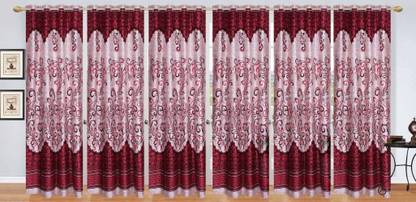 Ville Style 275 cm (9 ft) Polyester Room Darkening Long Door Curtain (Pack Of 6)