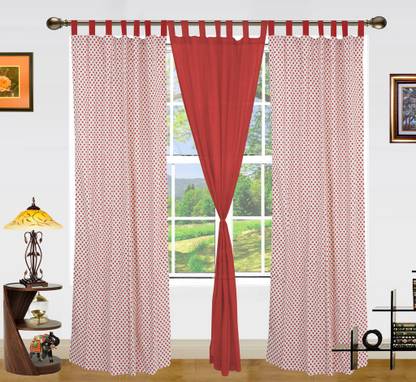 Dekor World 215 cm (7 ft) Cotton Semi Transparent Door Curtain (Pack Of 3)