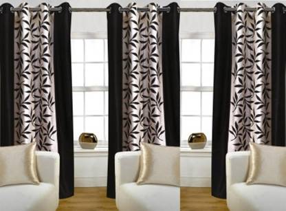Red Hot 275 cm (9 ft) Polyester Long Door Curtain (Pack Of 3)