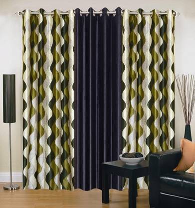 Ville Style 214 cm (7 ft) Door Polyester Room Darkening Curtain (Pack Of 3)