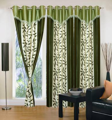 IWS 214 cm (7 ft) Polyester Semi Transparent Door Curtain (Pack Of 3)