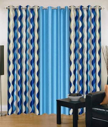 JT International 213.36 cm (7 ft) Door Polyester Curtain (Pack Of 3)