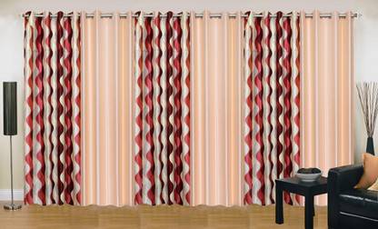 Ville Style 275 cm (9 ft) Polyester Room Darkening Long Door Curtain (Pack Of 6)