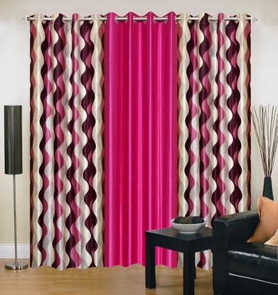 Ville Style 214 cm (7 ft) Door Polyester Room Darkening Curtain (Pack Of 3)