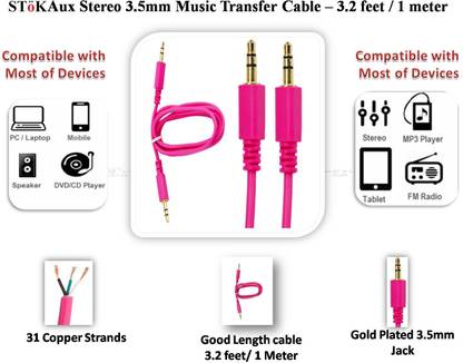 Stok AUX Cable 1 m Gold Plated Jack ST-GAC1