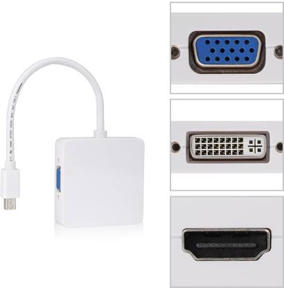 ROQ Mini Display Port Adapter 3in1 Mini DisplayPort Thunderbolt to DVI VGA HDMI Adapter Cable Converter For Apple iMac MacBook Air Pro Microsoft Surface Pro Laptop Accessory