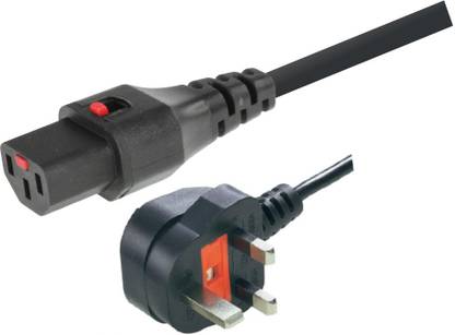 MX Power Cord 3 m Copper Braiding IEC C13 WITH LOCK AC FEMALE to 3 Pin UK Plug 10 Amps Power Cable Lead Cord For Computer / Printer / Desktop / PC / SMPS 3 Mtrs 3 X 0.75 SQ MM
