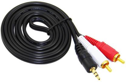 De-TechInn RCA Audio Video Cable 1.5 m 1.5 Stereo AUX 3.5mm Male Jack to 2 Male Speaker Amplifier Connect