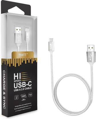 MTT USB Type C Cable 2.4 A 1.2 m 1.2 Meter Nylon Braided Tangle Free USB Type A to