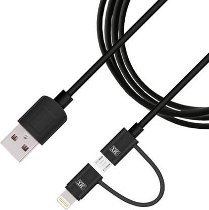 MX Micro USB Cable 2.1 A 1 m Copper Braiding 2 in 1 USB_A to Micro-USB & Lightning 8pin Charging Sync Data Cables 1 Mtr