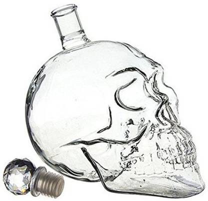 MSE Unique Shine Crystal Head Skull Bottle 550 ml Alcohol Whisky Wine Vodka Juice Drinks liquid or showpiece Decanter