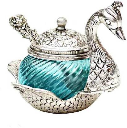 Ratna Handicrafts Aluminum Duck Bowl Glass Decorative Showpiece  -  13 cm
