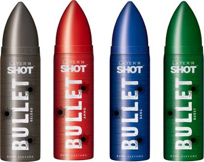Layer'r Shot Bullet set of 4 Perfume Body Spray  -  For Men